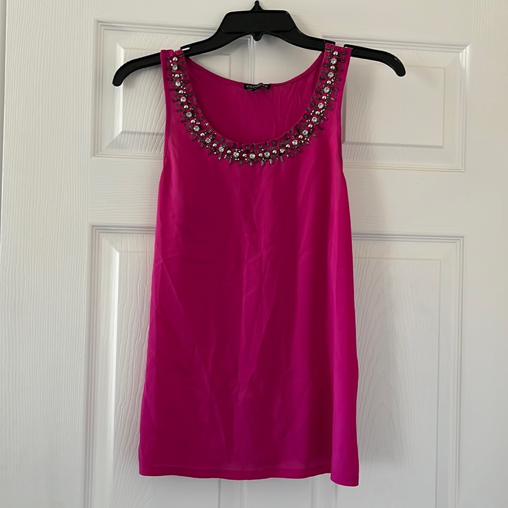 Express pink tank with bead detail